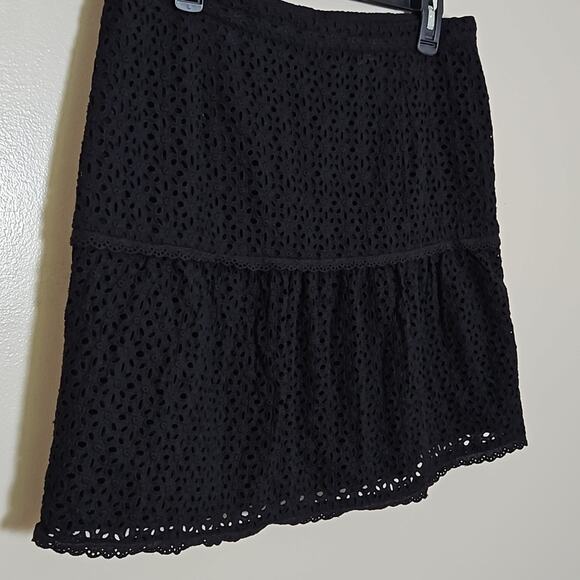 Laundry by Shelli Segal Black Eyelet Full Skirt Sz 10 - Picture 3 of 11
